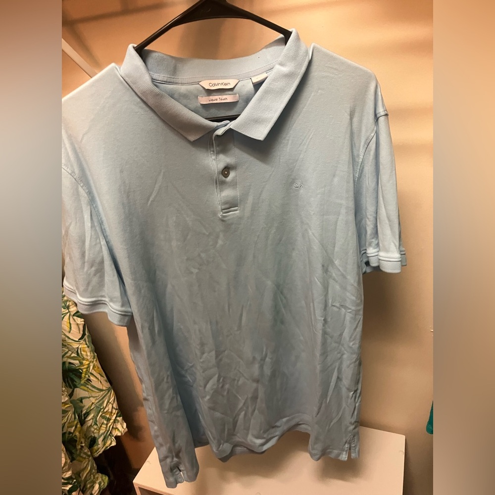 Calvin Klein Men's Sky Blue Polo Shirt